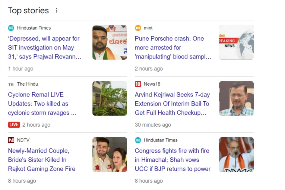 Top Stories in SERP