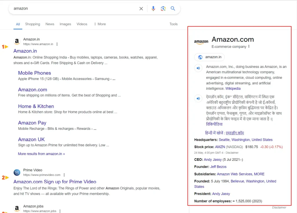 Knowledge Panel in SERP