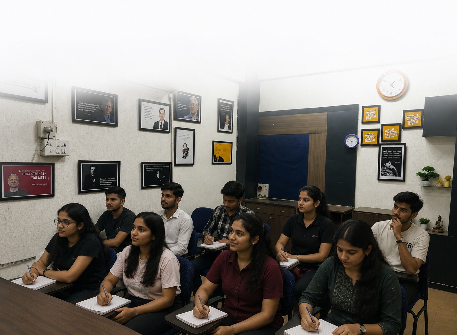 Learners taking notes during a class at the eBuddha Digitech training room in Bhopal